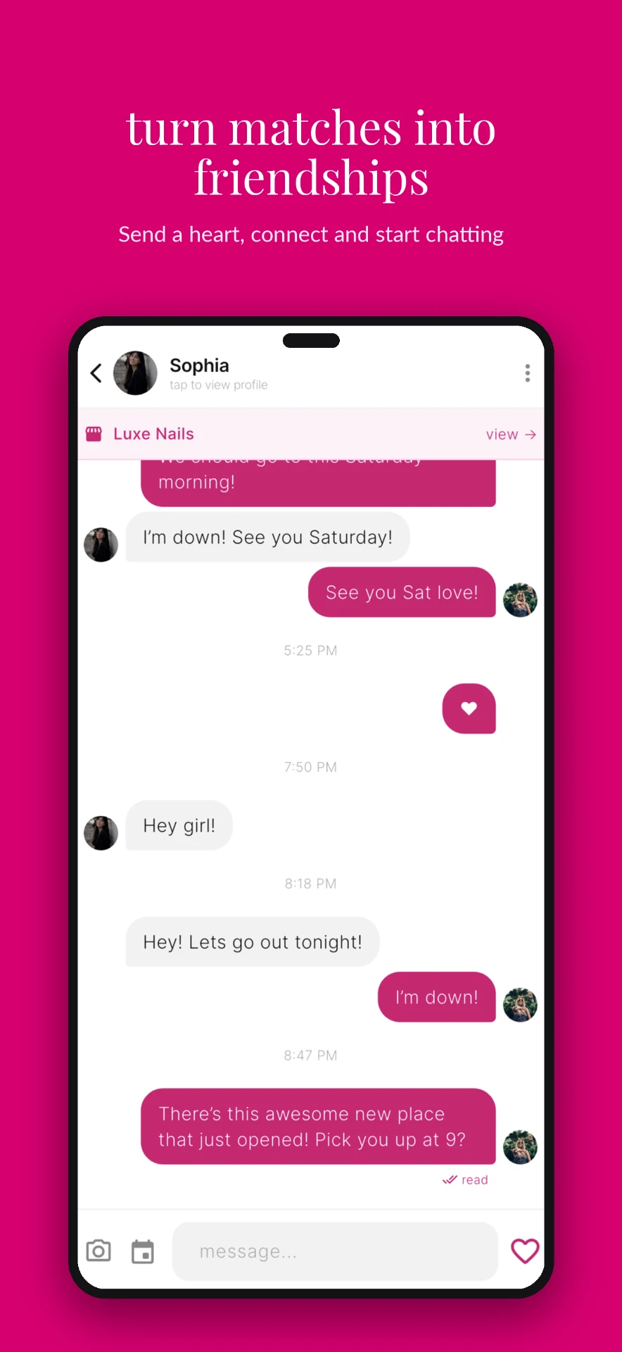 dear bestie chat screen turning matches into friendships